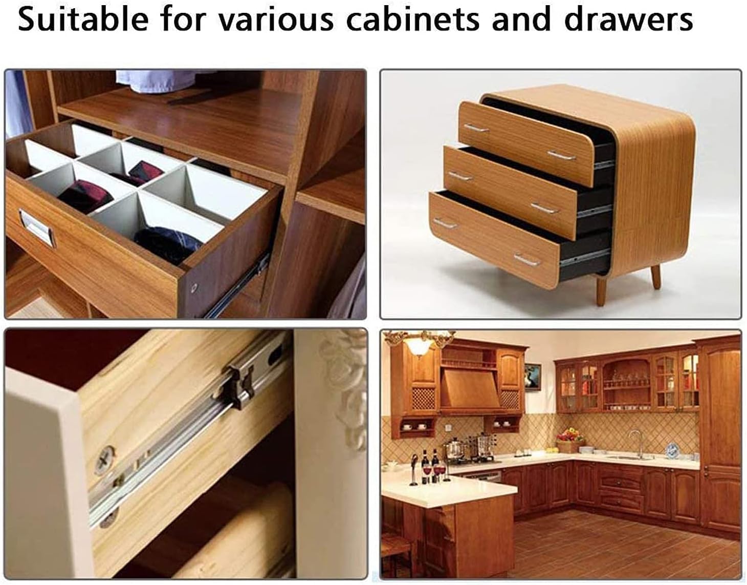 Drawer Slides 6 Inch Ball Bearing Full Extension 3 Section Slide Track Mounting Drawer Runners Slider for Cabinet Home Furniture, 2 Pack(Sliver 6 Inch