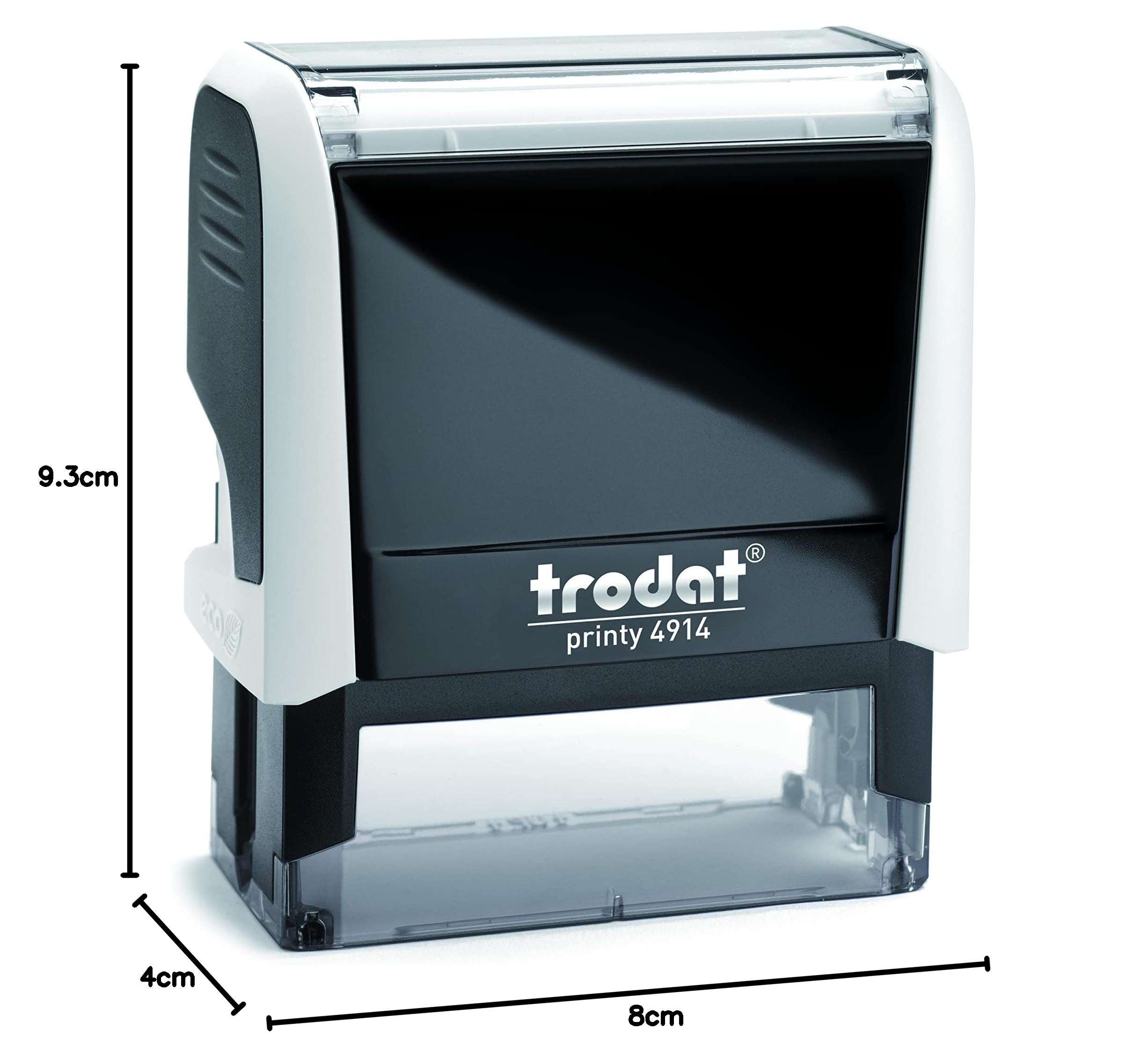 Trodat Printy 4914 Timbro Personalizzato Autoinchiostrante, max 6 Righe, Dimensione Impronta 64x26 mm, Colore Timbro Bianco, Cartuccia Inchiostro Blu, Ideale per Uffici, Aziende, Medici, Insegnanti