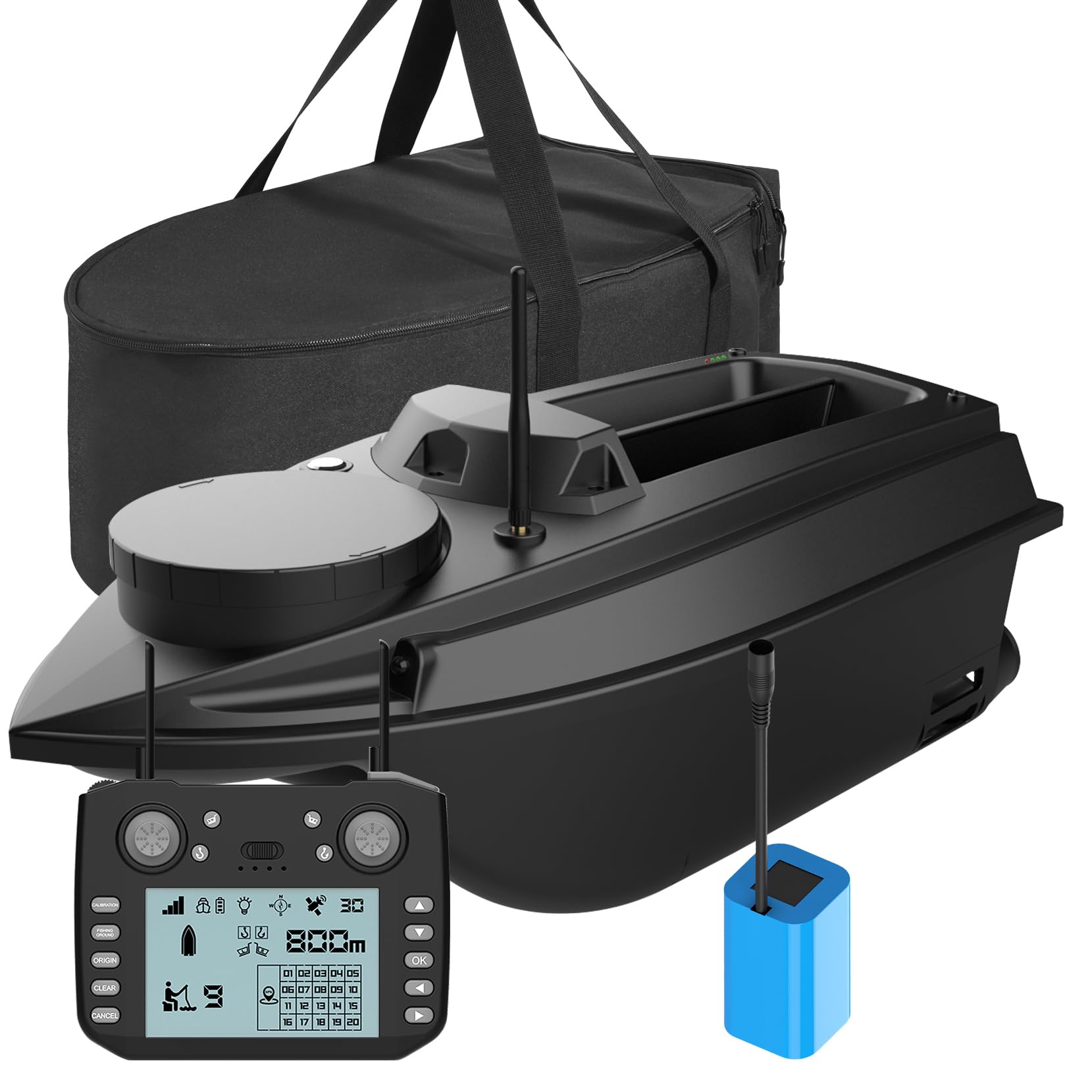 CTLNEON 12V Fishing Bait Boat GPS RC Boat 800 m Distance GPS Positioning Automatic Cruise Remote Control Fishing Bait Boat RC Bait Boat For Carp Fishing (Fishfinder Version)