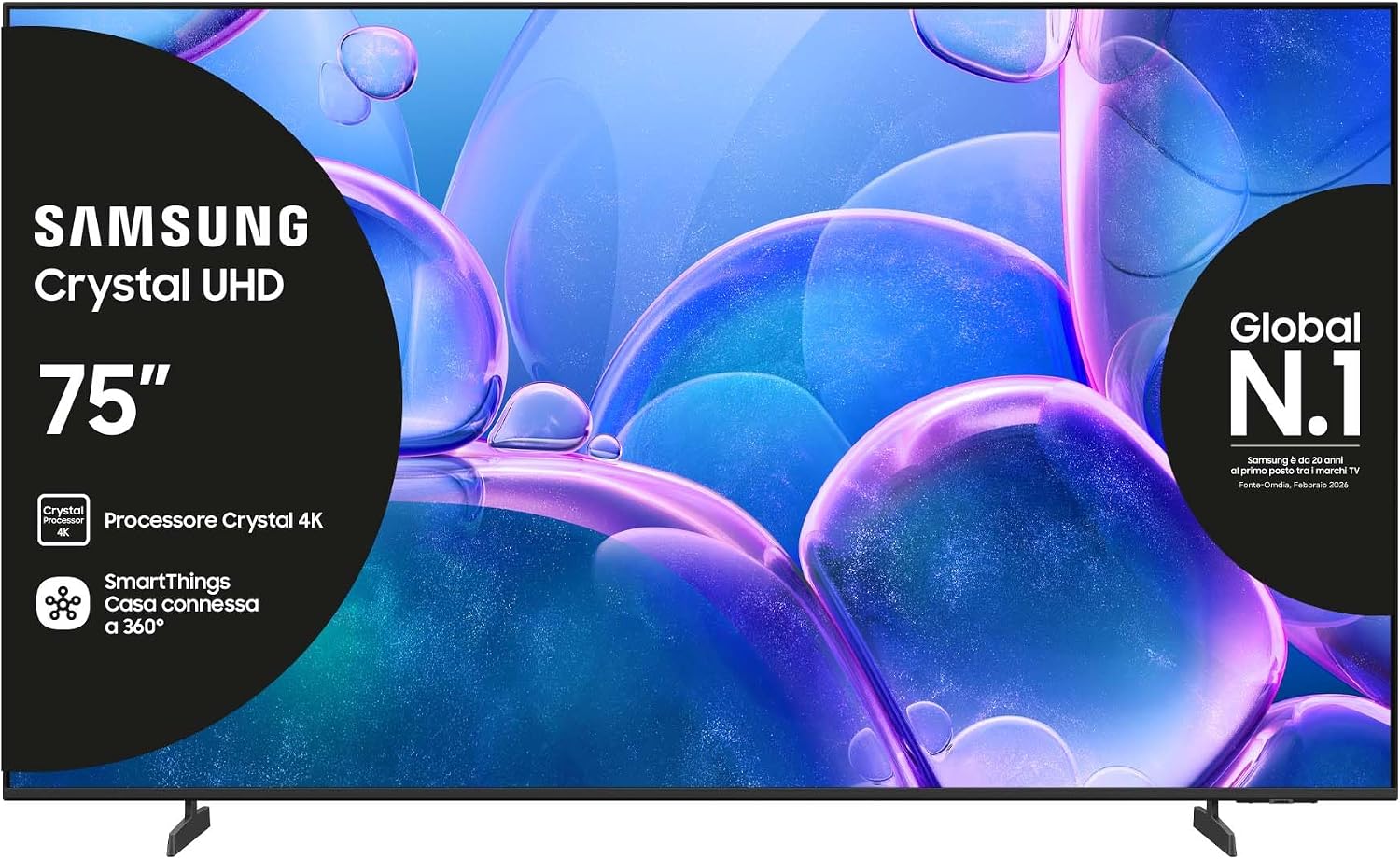 Samsung Crystal UHD 4K Smart TV 75'' UE75U7000FUXZT, Crystal 4K Processor, HDR, Smart…
