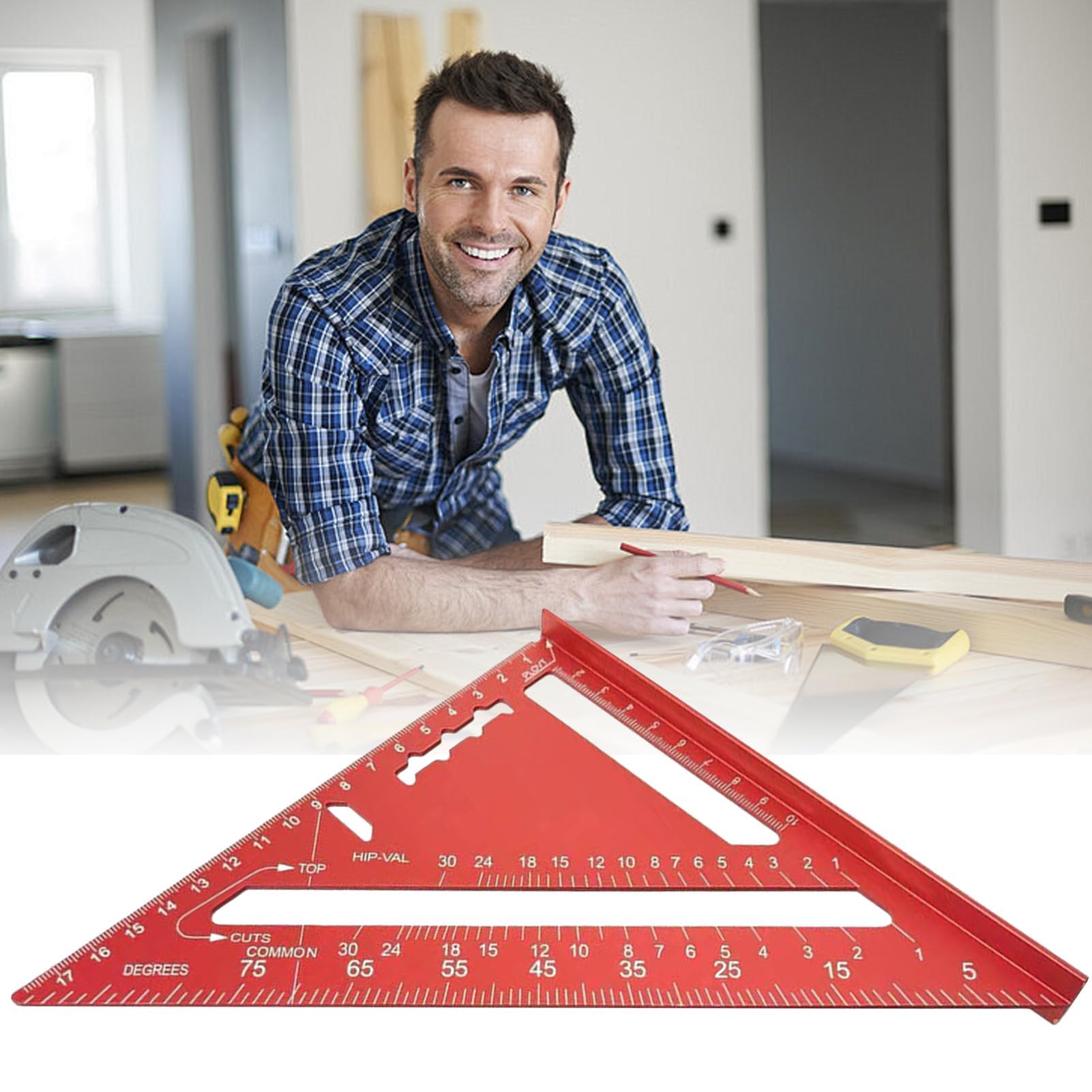 MRKU Righello Triangolare - Strumenti da Falegname Scala metrica per Ingegneri Squadra da Trave innovativa Strumento per architetti