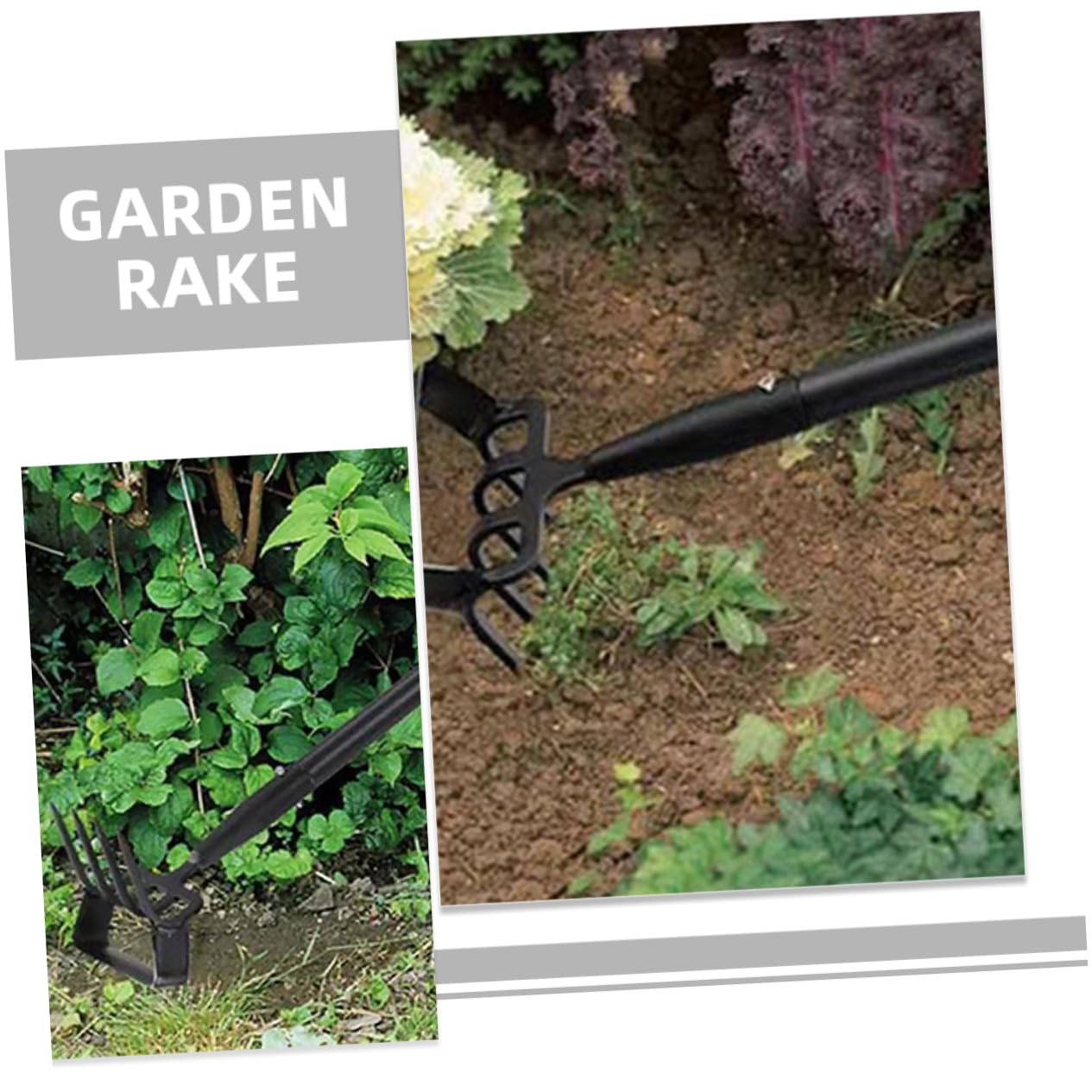Houe de Jardin à Étrier en Acier Inoxydable, Râteau de Désherbage Léger, Outil de Jardinage pour Mauvaises Herbes et Sol, Manche Long