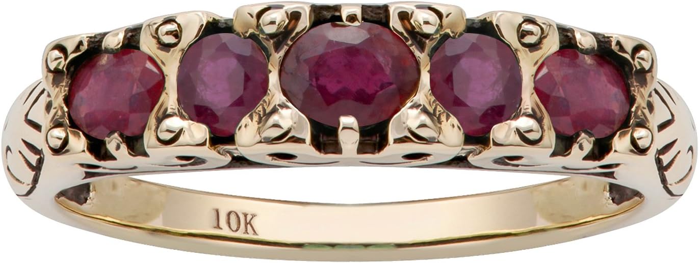 10k Yellow Gold Genuine Ruby Anniversary Ring