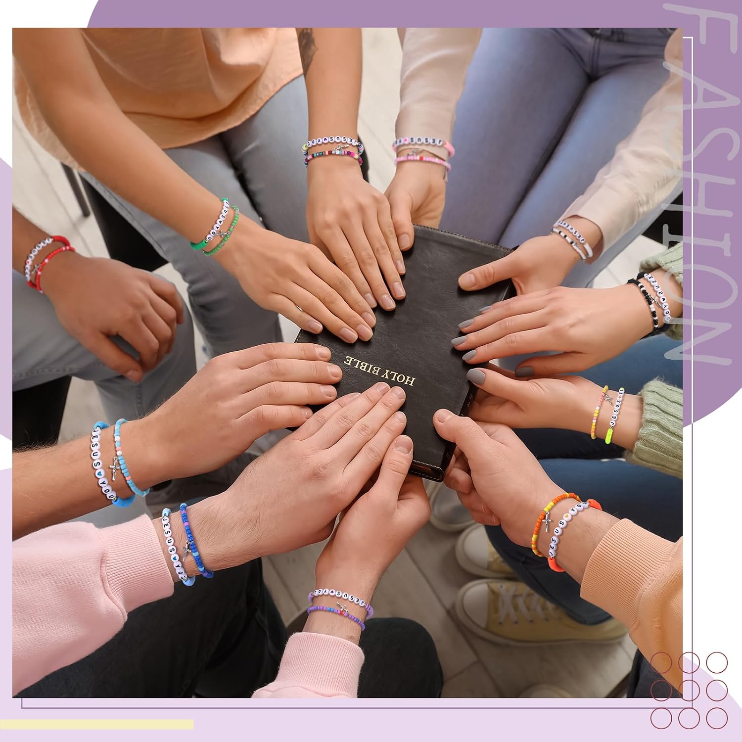 Ecally 72 Pcs Jesus Loves You Bracelets Bulk Friendship Bracelets Colorful Christian Jesus Bracelet for Kids Men Women Religious Wristbands Back to School Gift Church