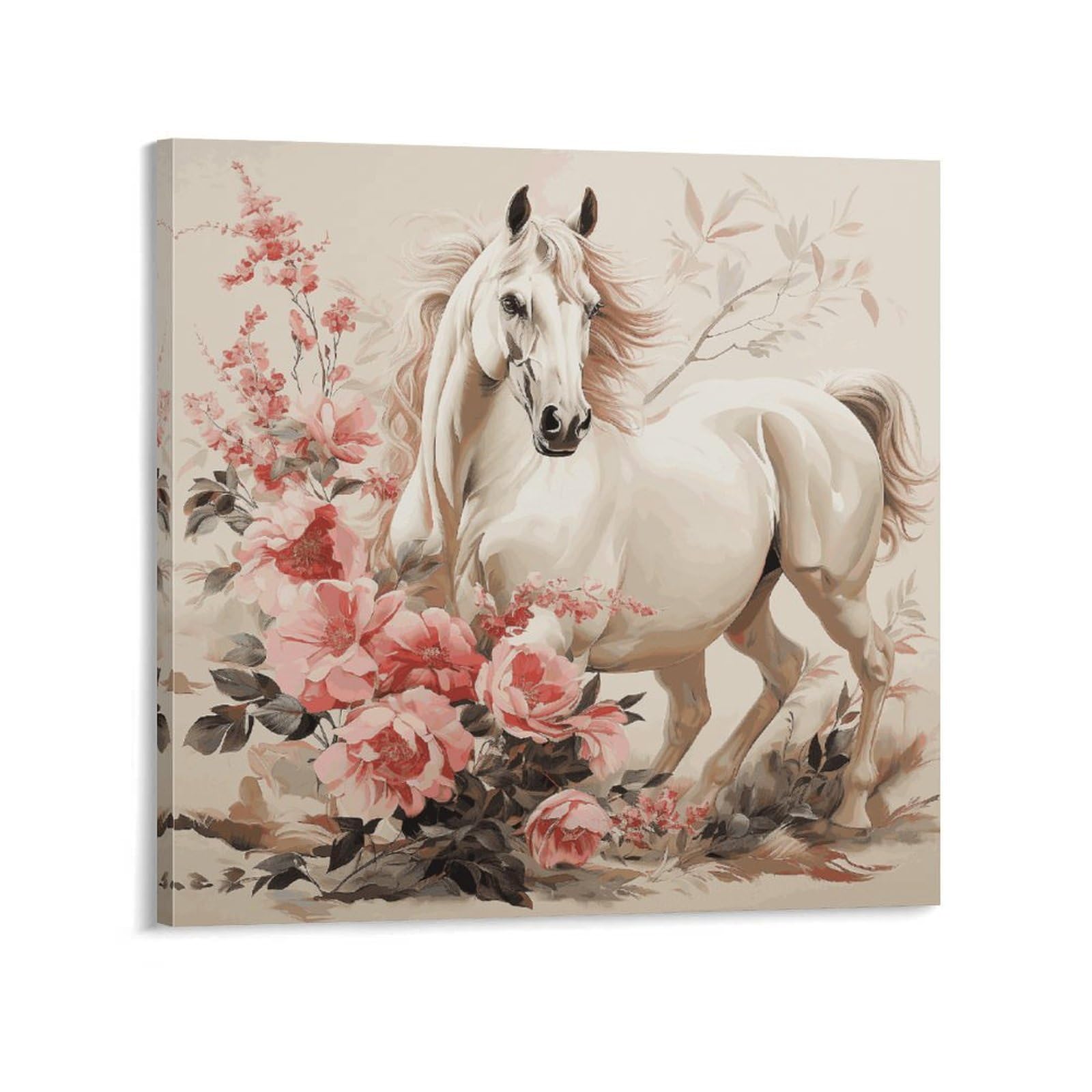 KLOPH Horse Image Canvas Wall Art for Living Room 10x10inch Modern Artwork Painting for Bathroom Hanging Canvas Prints Aesthetic Wallart for Bedroom Kitchen Office Wall Decor