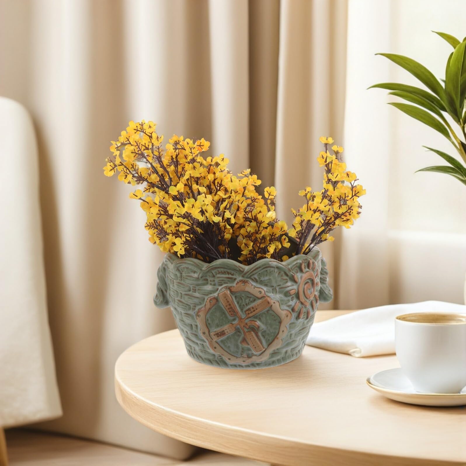 Gatuida Pot de Fleurs Mural Rétro pour Plantes Vertes, Jardinière Suspendue en Céramique, Décoration Intérieure et Extérieure, pour Balcon et Salon