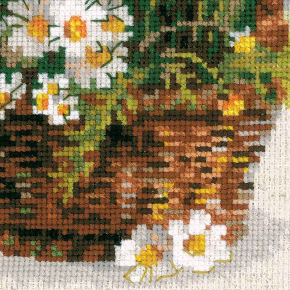 RIOLIS - Margherite 1478, Punto croce 25x25cm, Punto croce kit da ricamare, Disegni da ricamare, Embroidery kit, Set punto croce, Kit ricamo punto croce