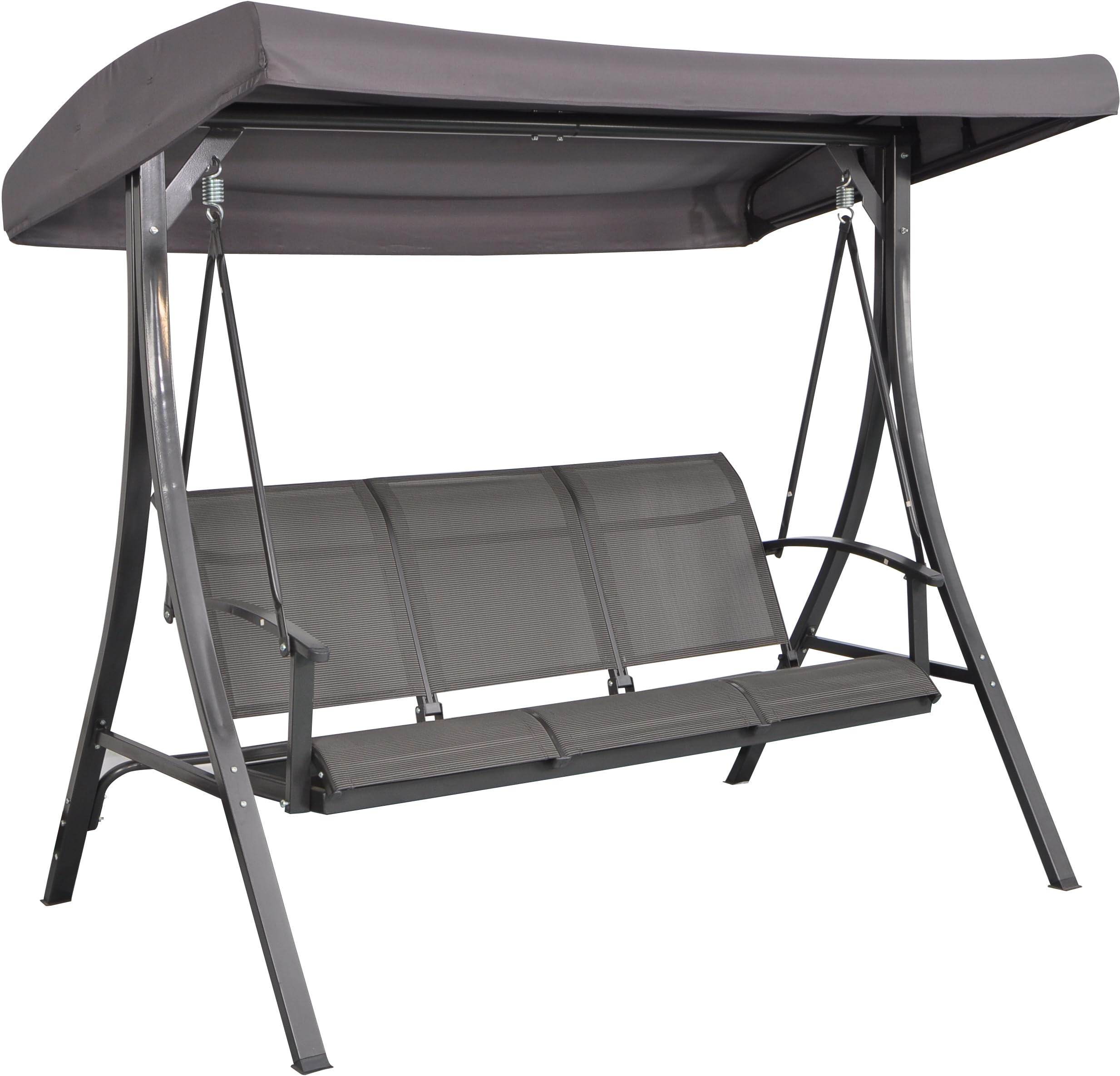 AVANTI TRENDSTORE - Calcinato - Dondolo a 3 posti con protezione solare, in textilene e metallo di colore grigio. Dimensioni LAP ca. 192x179x123 cm