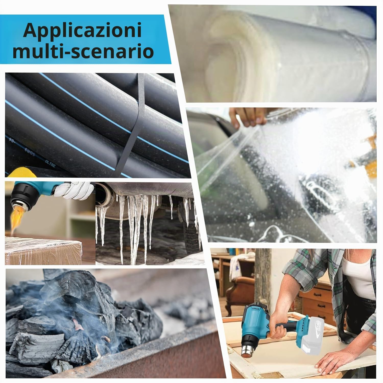 Pistola ad aria calda a batteria per Makita da 18 V (senza batteria), pistola ad aria calda con 4 ugelli, pistola ad aria calda a batteria per saldatura, piegatura di tubi, rimozione della vernice