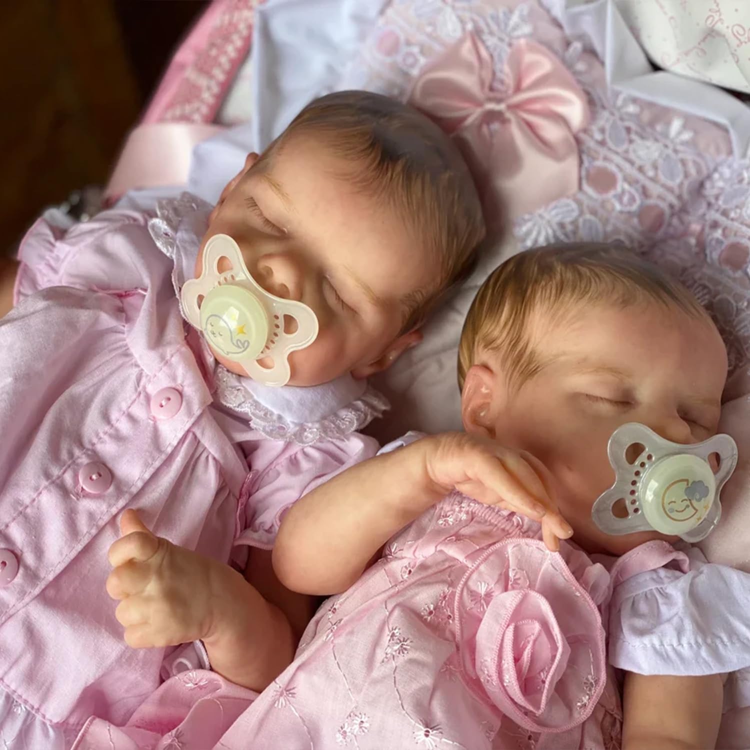 RXDOLL Real Life Reborn Baby Dolls Twins 45 cm, realistyczne lalki dla noworodka, chłopca, dziewczynki, miękka tkanina winylowa, ręcznie wykonane, realistyczne, z ubraniami i zabawkami, prezent dla