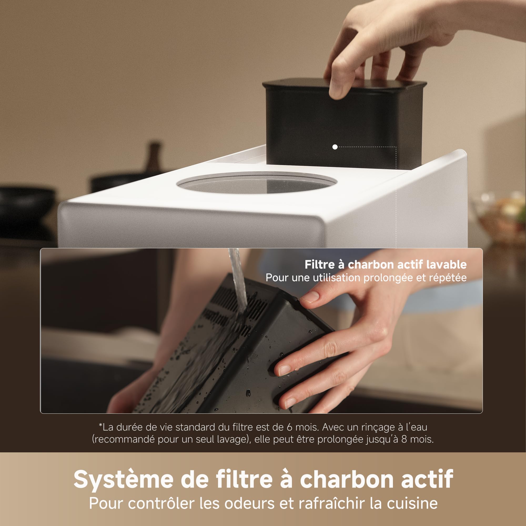 DREAME SF25 WiFi Broyeur de déchets alimentaires, Contrôle via application, Système triple lame, Filtre à charbon lavable, Anti-odeurs, Capacité 2,5 l, Nettoyage auto haute temp., Compact, Silencieux