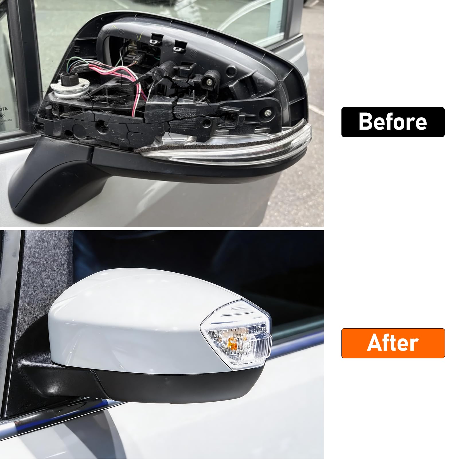 TTCR-II 2PCS Compatibile con Copri Specchietti Ford Kuga/S-Max/Galaxy/C-MAX | Calotte Specchietti per Kuga MK1 08-12,S-Max MK1/Galaxy MK2 06-14,C-MAX II 10-19 Sinistra+Destra Specchio Retrovisore-Bianco