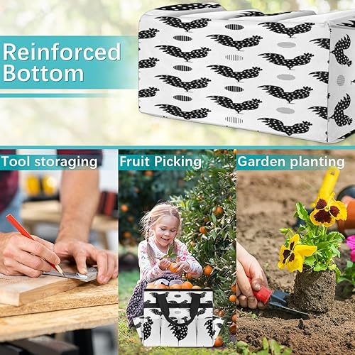 Miniatura 7 de Bolsa de herramientas de jardín de pollos a lunares para mujeres y hombres, bolsas de almacenamiento de herramientas de jardinería con 10 bolsillos,