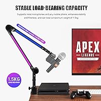 Vista 5 de Soporte de micrófono ST3 Soporte de brazo de brazo de escritorio soporte de micrófono, con clip mejorado para micrófono, adecuado para micrófono