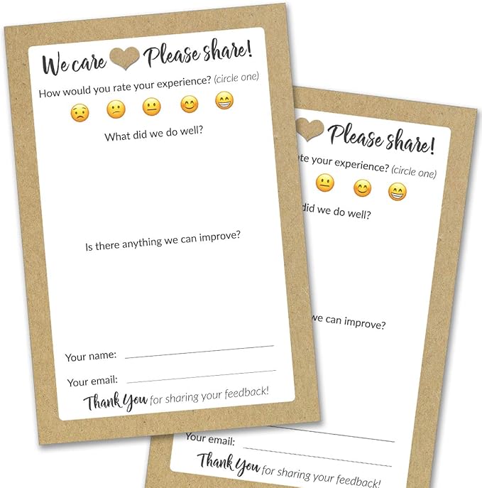 50 Suggestion Cards Comment Cards for Customers