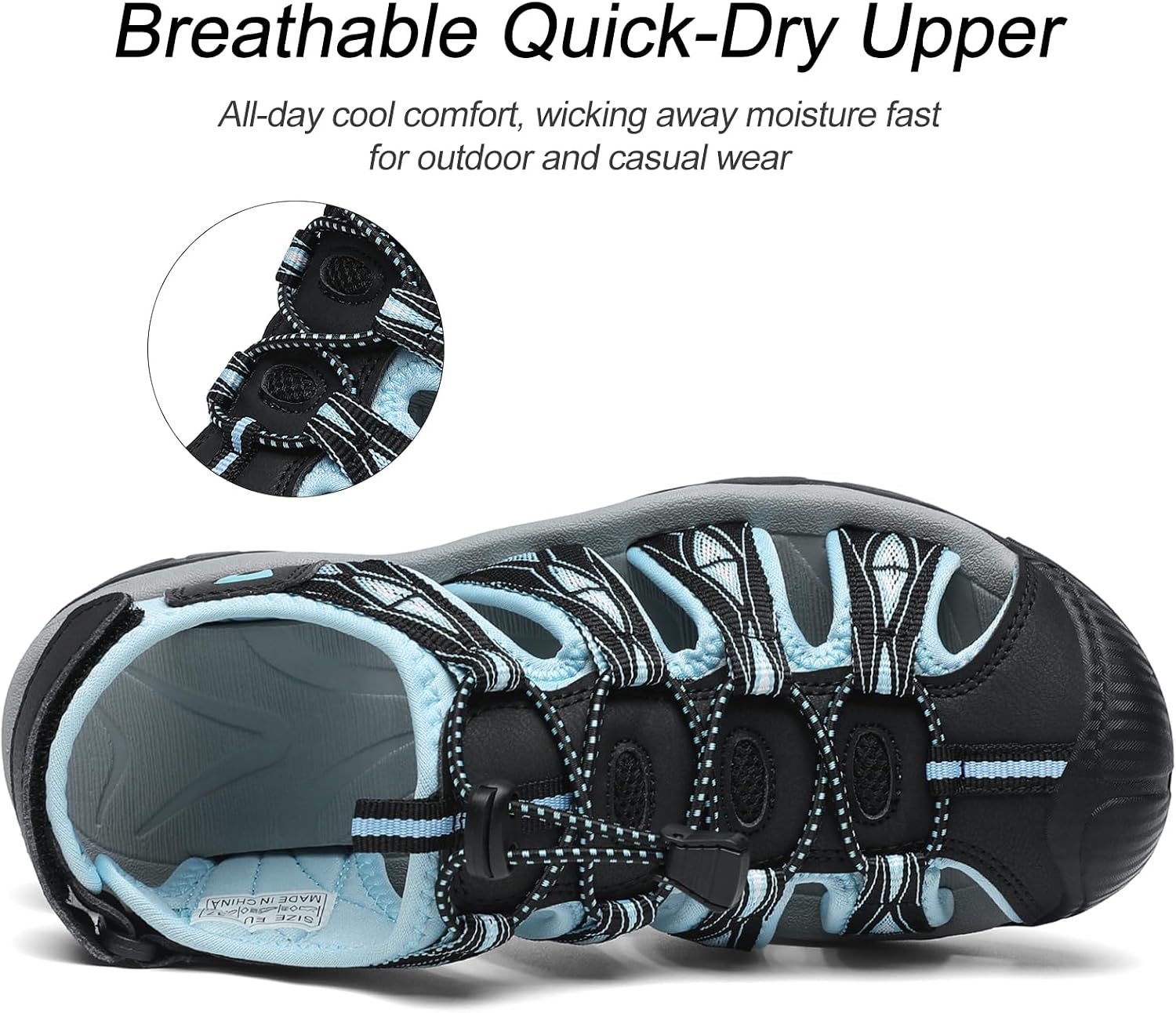 Women's Closed Toe Sport Hiking Sandals Athletic Walking Lightweight Water Shoes Summer Outdoor Beach Sandal