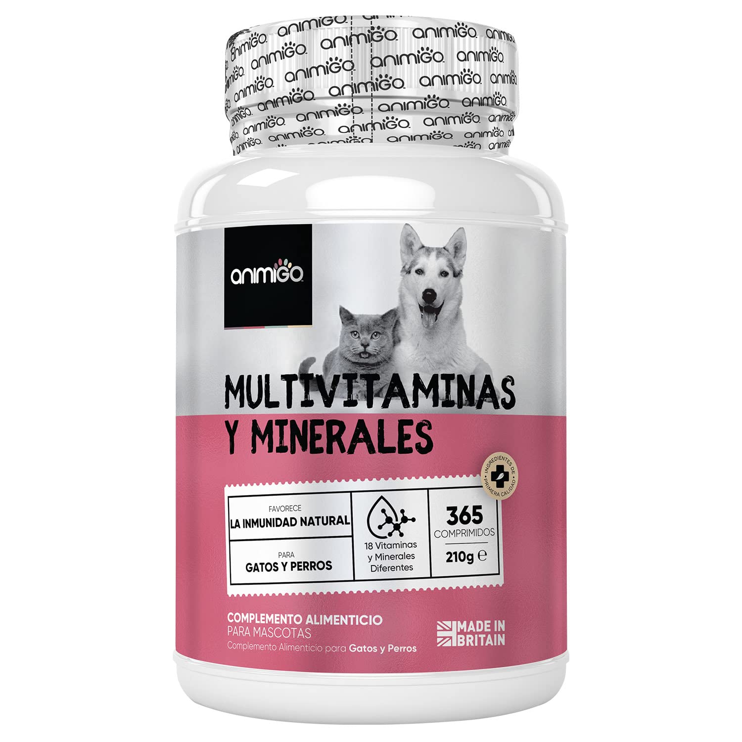 Multivitaminas y Minerales para Perros y Gatos - 365 Comprimidos | 18 Vitaminas para Apoyo Inmunológico, Piel, Pelo y Articulaciones - Ideal para Todas Las Razas y Tamaños, Mayores y Cachorros
