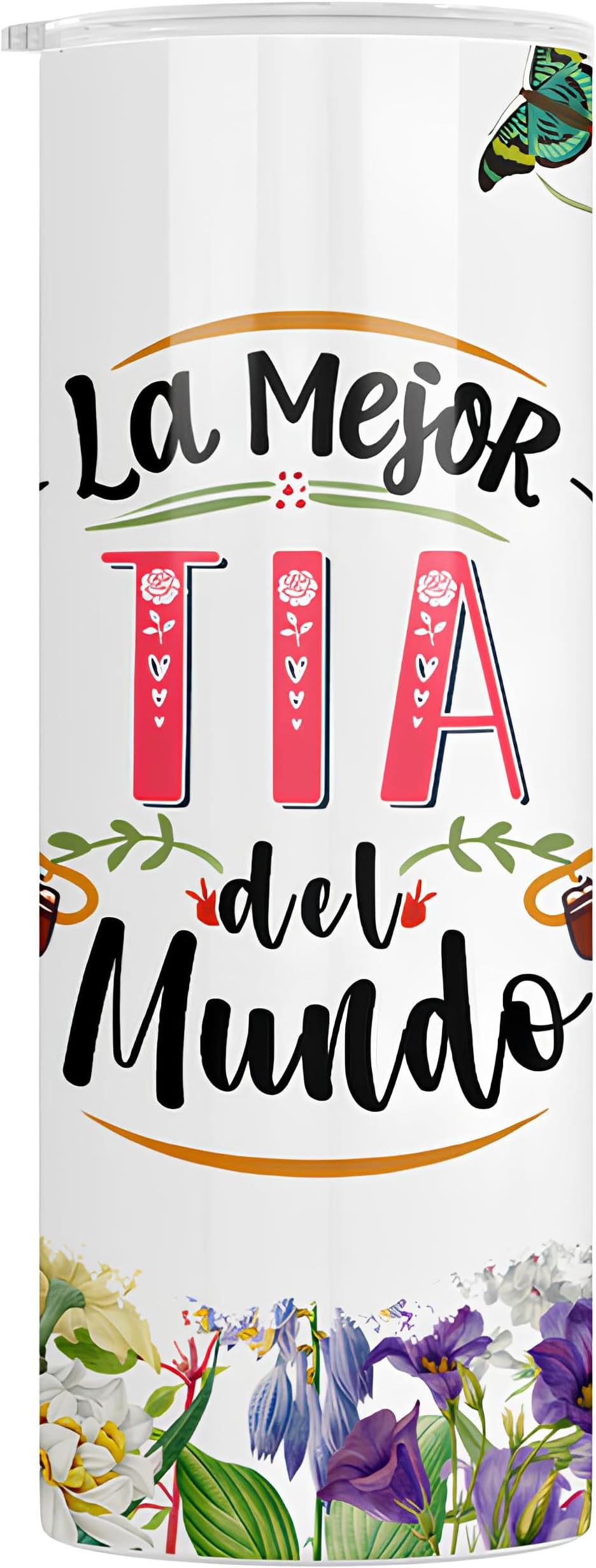 CasitikaTia Gifts. 20 Oz Tumbler - La Mejor Tia Del Mundo - Regalos Para Tias, Unique Tia Gifts For Dia de las Madres, Cumpleaños - Best Tia Ever Gifts From Niece & Nephew.