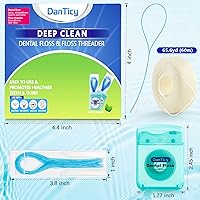 Vista 2 de Juego de enhebradores de hilo dental y hilo dental, limpieza profunda para aparatos ortopédicos, puentes e implantes, sin PFAS Sabor menta, paquete
