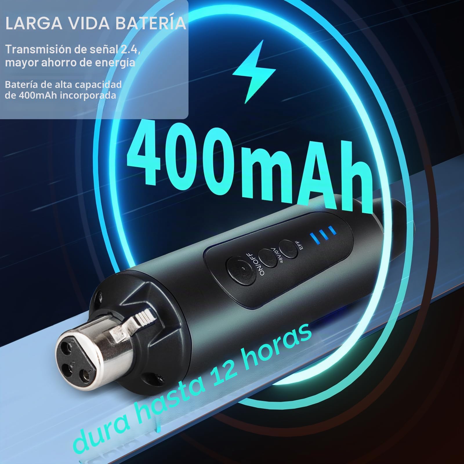 Depusheng S5 Transmisor y receptor de guitarra inalámbrico con 2 transmisores XLR inalámbricos y 1 receptor, alimentación fantasma de 48V e interruptor de reverberación, mezclador de audio