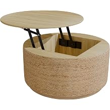 Round Coffee Table with Lift Top and Hidden Storage, Livingroom Table