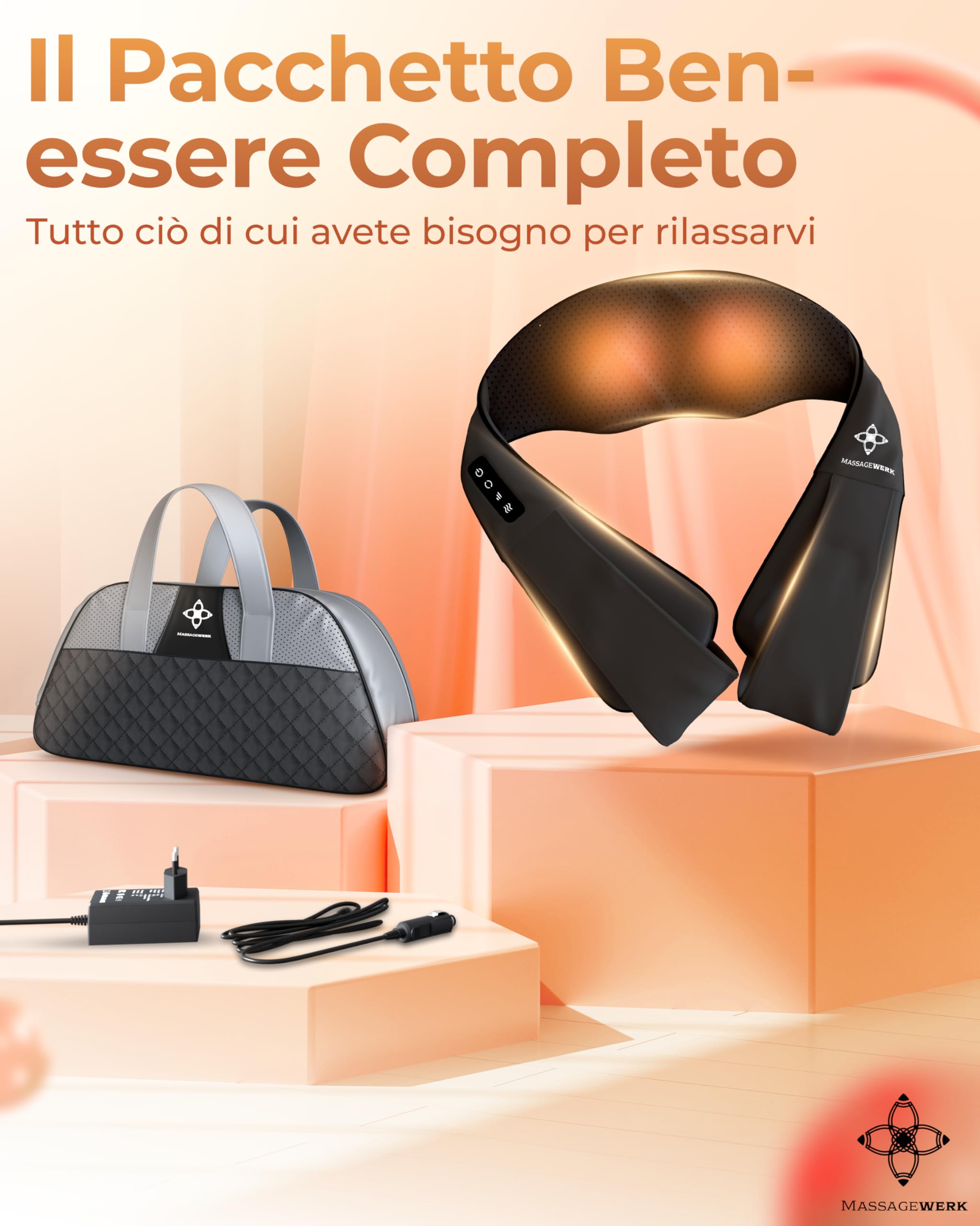Shiatsu Rücken- und Nackenmassagegerät | Elektrisches Nackenmassagegerät mit Wärmefunktion | Ergonomisch, Ideal zur Linderung von Muskelverspannungen und Schmerzen