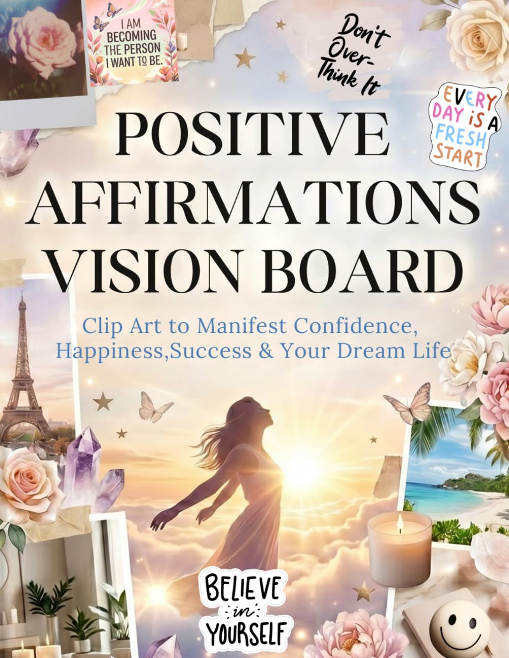 Positive Affirmations Vision Board: Clip Art to Manifest Confidence, Happiness,Success & Your Dream Life