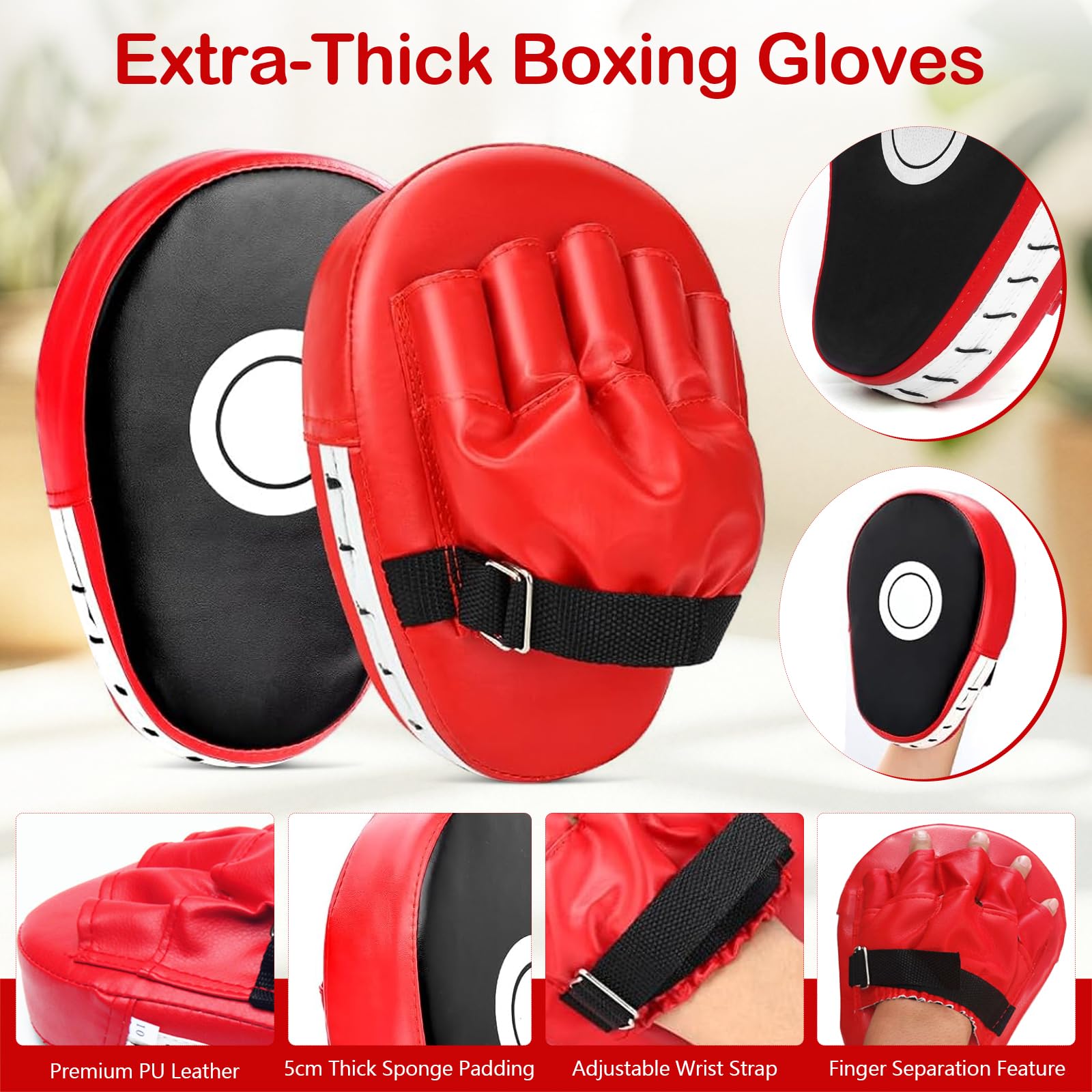 Boxeo Set Schlagpolster Paos y Manoplas de PU Cuero para Kickboxing Muay Thai MMA