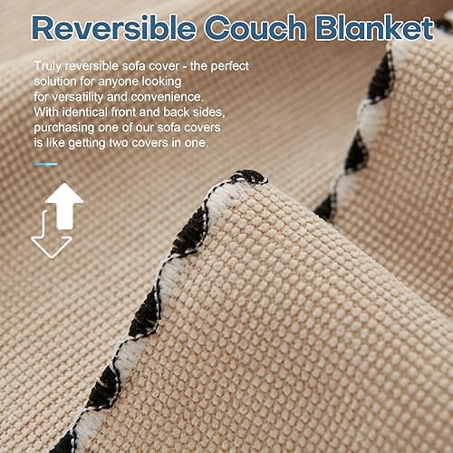 Miniatura 2 de Foreate Funda de sofá impermeable para sofá seccional, manta extra ancha  Protector de muebles contra arañazos para gatos, protector de sofá para