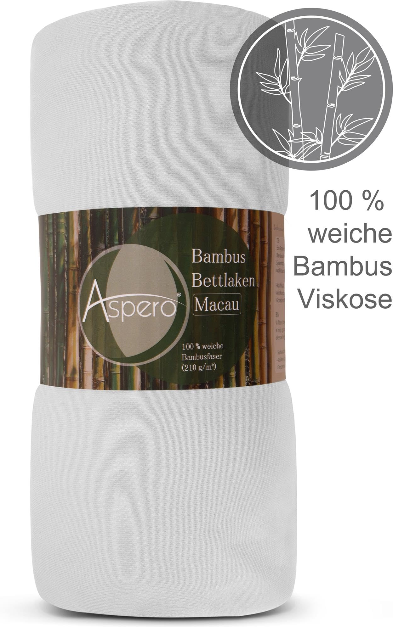 Bambus Spannbettlaken 4 Jahreszeiten| weiches Spannbetttuch 210 g/m² Oeko-Tex aus atmungsaktivem Material Temperaturregulierend Weiß 180-200 cm x 200 cm x 30 cm
