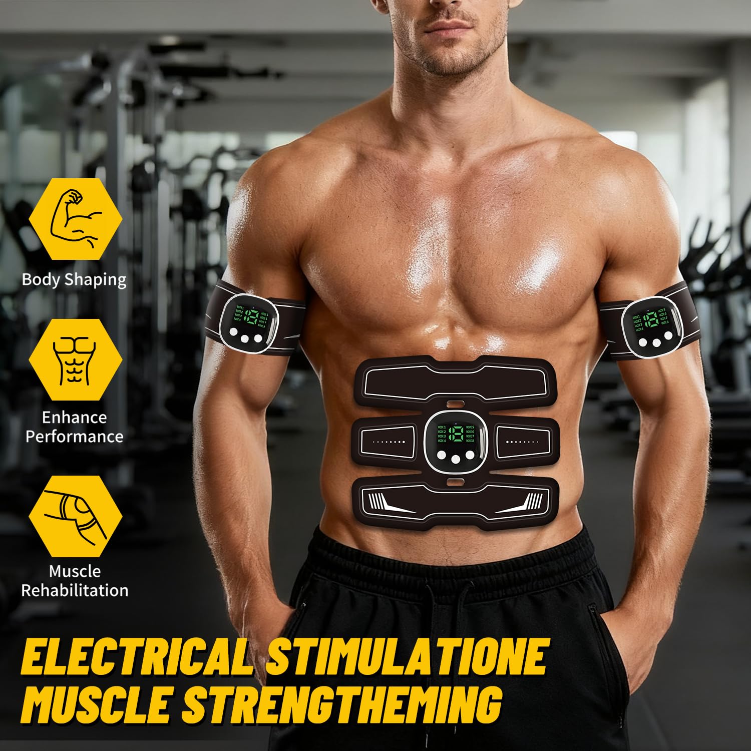 EMS entraîneur abdominal, entraîneur abdominal EMS, entraîneur abdominal 8 modes et 19 intensités pour abdominal, fitness intelligent, stimulation ciblée de la musculature abdominale
