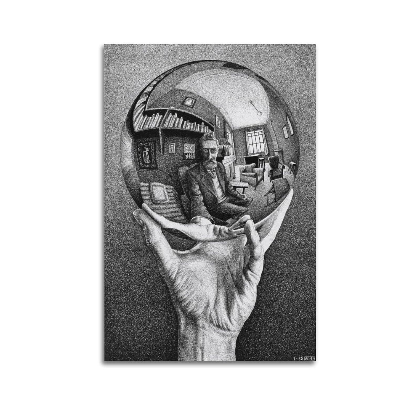 DryNda M. C. Escher Poster Hand with Reflecting Sphere Artworks Picture Print Wall Art Painting Canvas Gift Decor Homes Decorative 20x30inch(50x75cm)