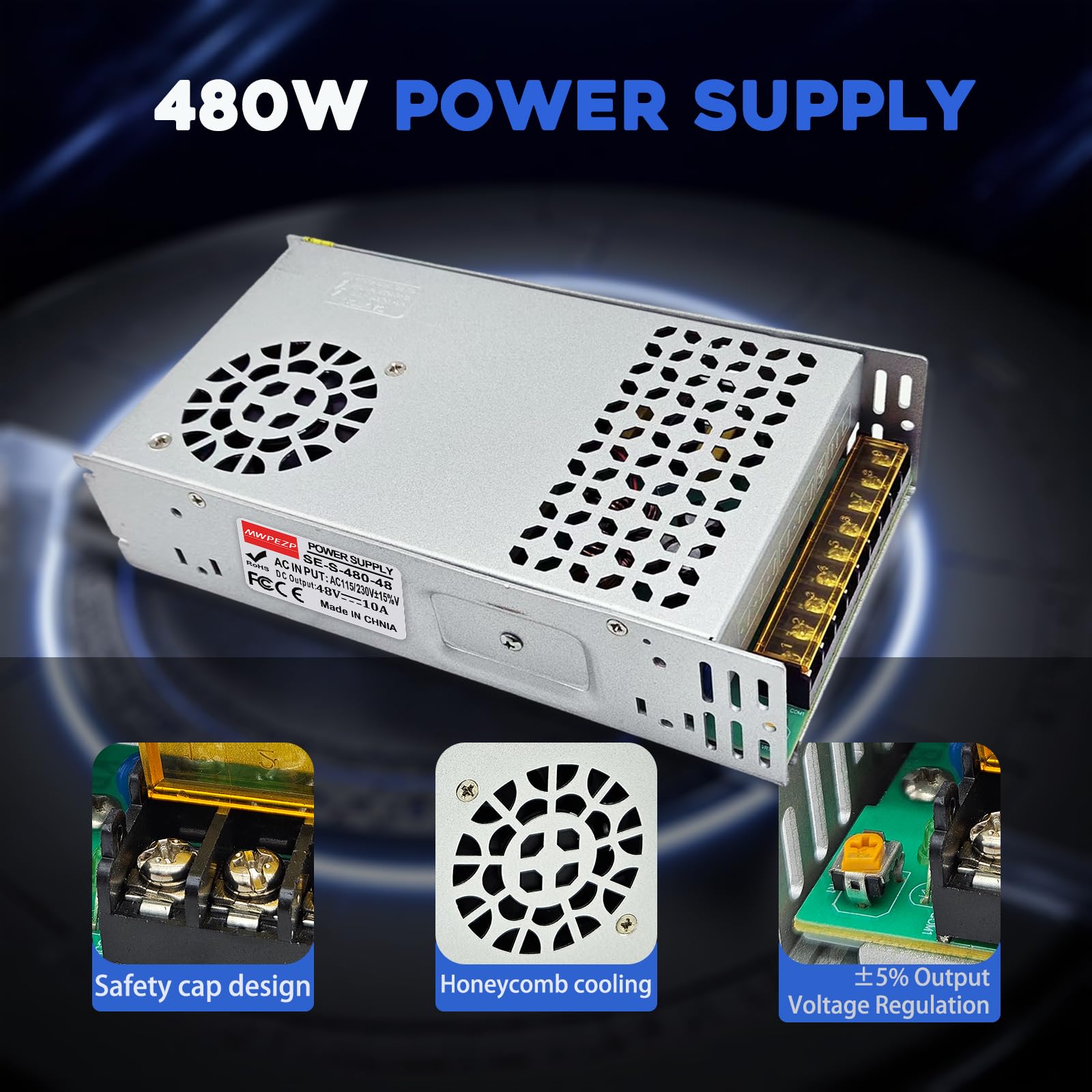 NUOFUWEI DC 48V 10A 480W Netzteil Transformator Schalternetzteil 230V AC auf DC 48Volt 10A 480W Netzteil Adapter für 48V Drive Sensor System Lampe Meter Controller Servos Elektromotor NUOFUWEI DC 48V 10A 480W Netzteil Transformator Schalternetzteil 230V AC auf DC 48Volt 10A 480W Netzteil Adapter für 48V Drive Sensor System Lampe Meter Controller Servos Elektromotor