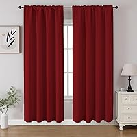 Vista 22 de CUCRAF - Cortinas opacas beige de 45 pulgadas, juego de 2 paneles con bolsillo para barra, cortinas para oscurecer dormitorios y sala de estar