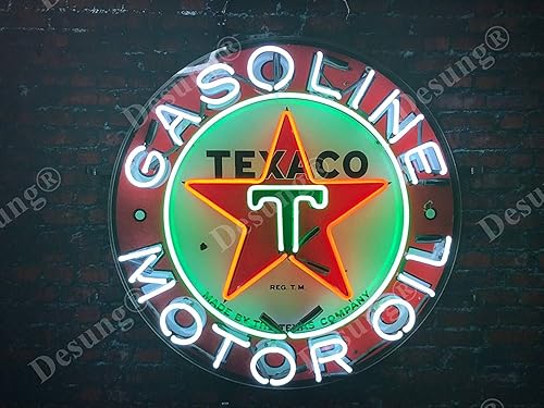 Miniatura 3 de Desung 24 x 24 pulgadas Texaco Motor de gasolina gasolinera gasolinera lámpara de luz de señal de neón HD Vivid Printing Tech Beer Pub Bar Hecho a