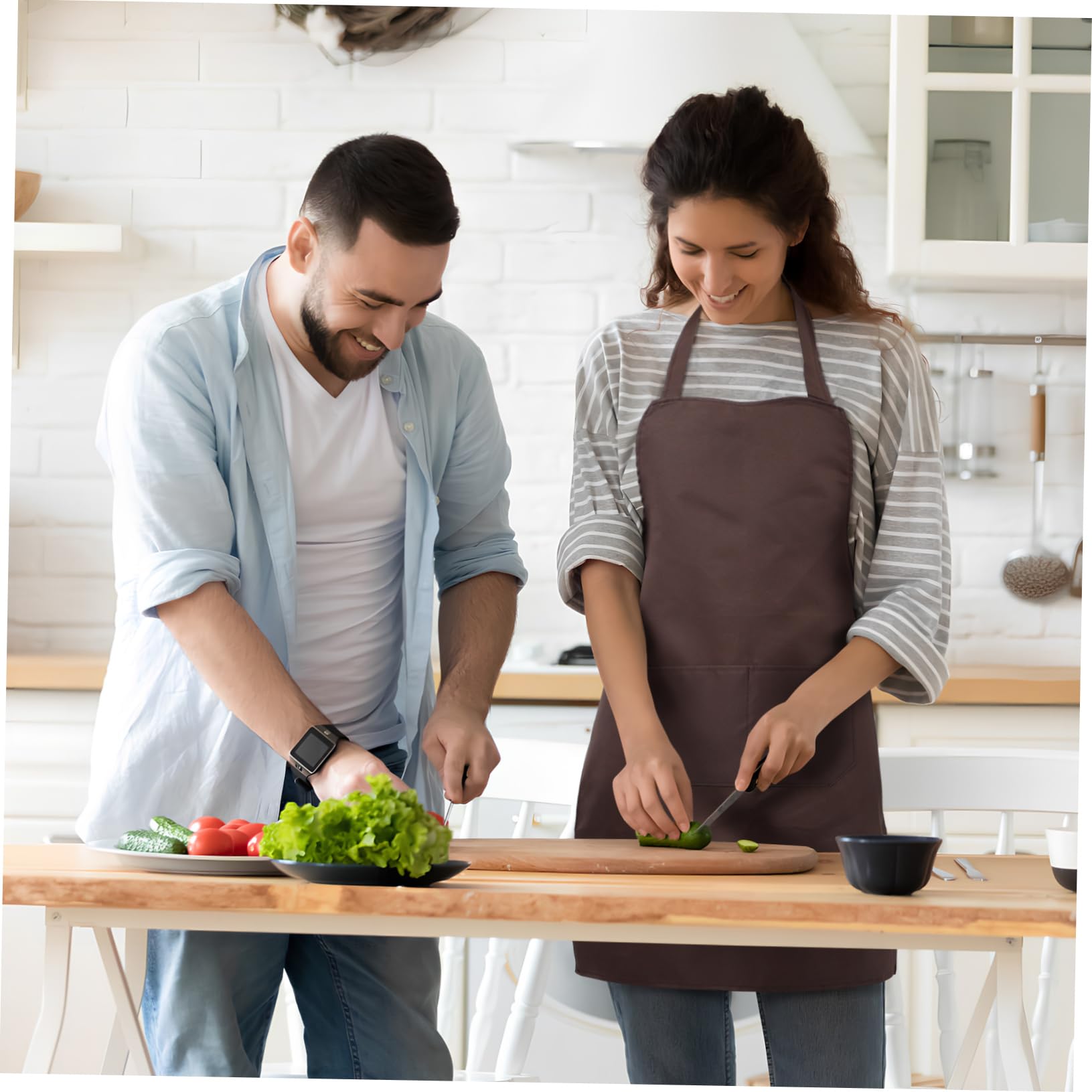 Baluue 12piezas Delantales De Cocina Unisex Con Bolsillo Delantales Para Chefs Estilistas y Diseño Cómodo y Para Cocinar