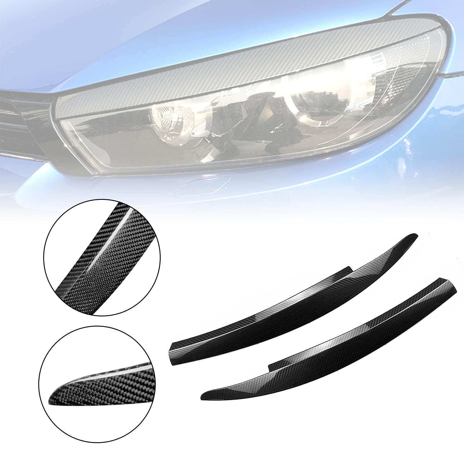 BLuvos Coppia Finiture Sopracciglia Palpebra Faro Anteriore Adesivi Protezione Per VW Golf 7 MK7/GTI R 2013-2018,Auto Faro Sopracciglia - 9