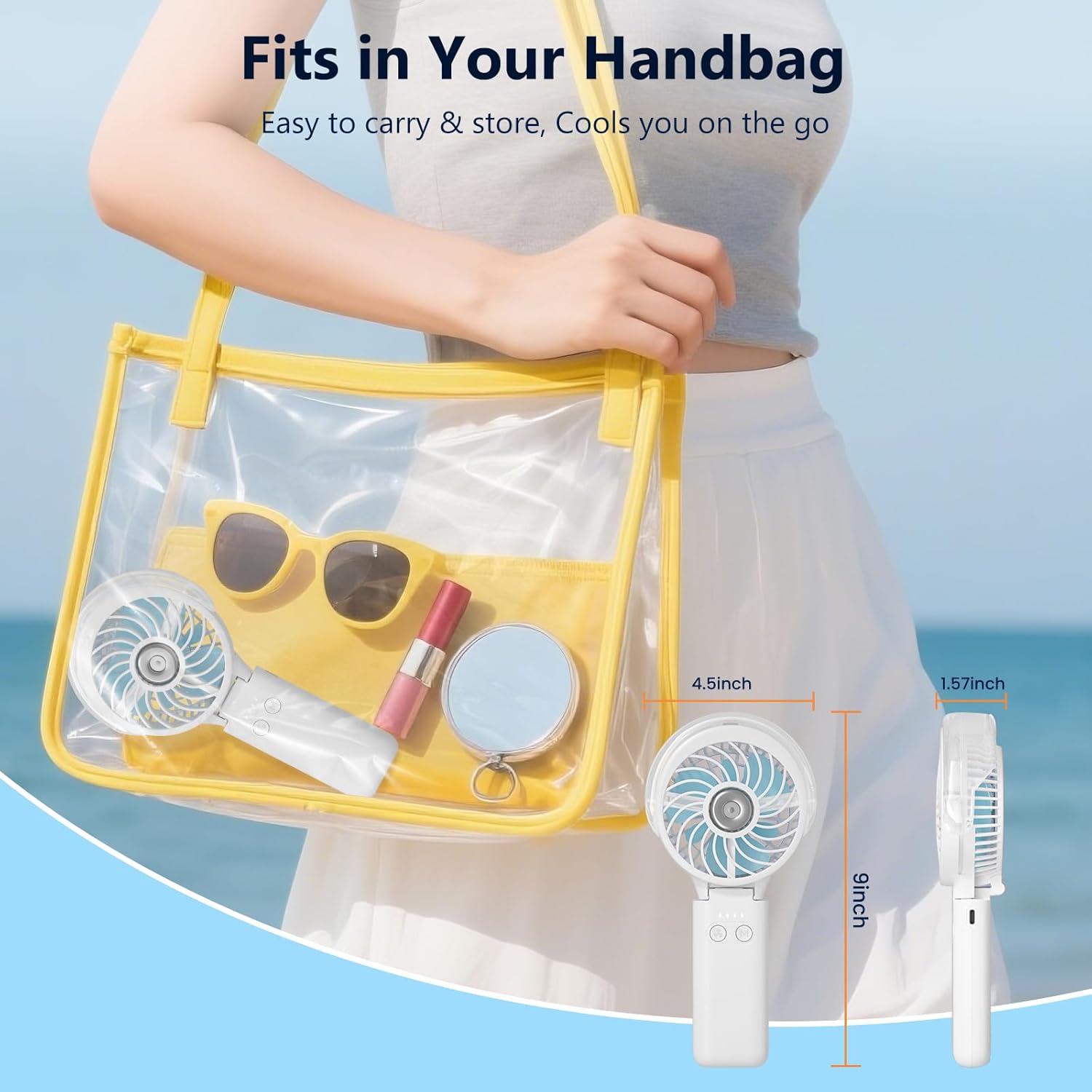 HandFan 5200mAh Upgraded Personal Misting Fan, Rechargeable Handheld Mister Fan, Spray Water Mist Fans, Portable Cooling AC, Electric Mini Hand Fans for Beach Travel Outdoors(White)
