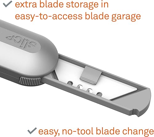 Miniatura 5 de Slice 10491 - Cuchillo utilitario con mango de metal, hoja de cerámica apta para dedos, retrae automáticamente para seguridad, mango de metal