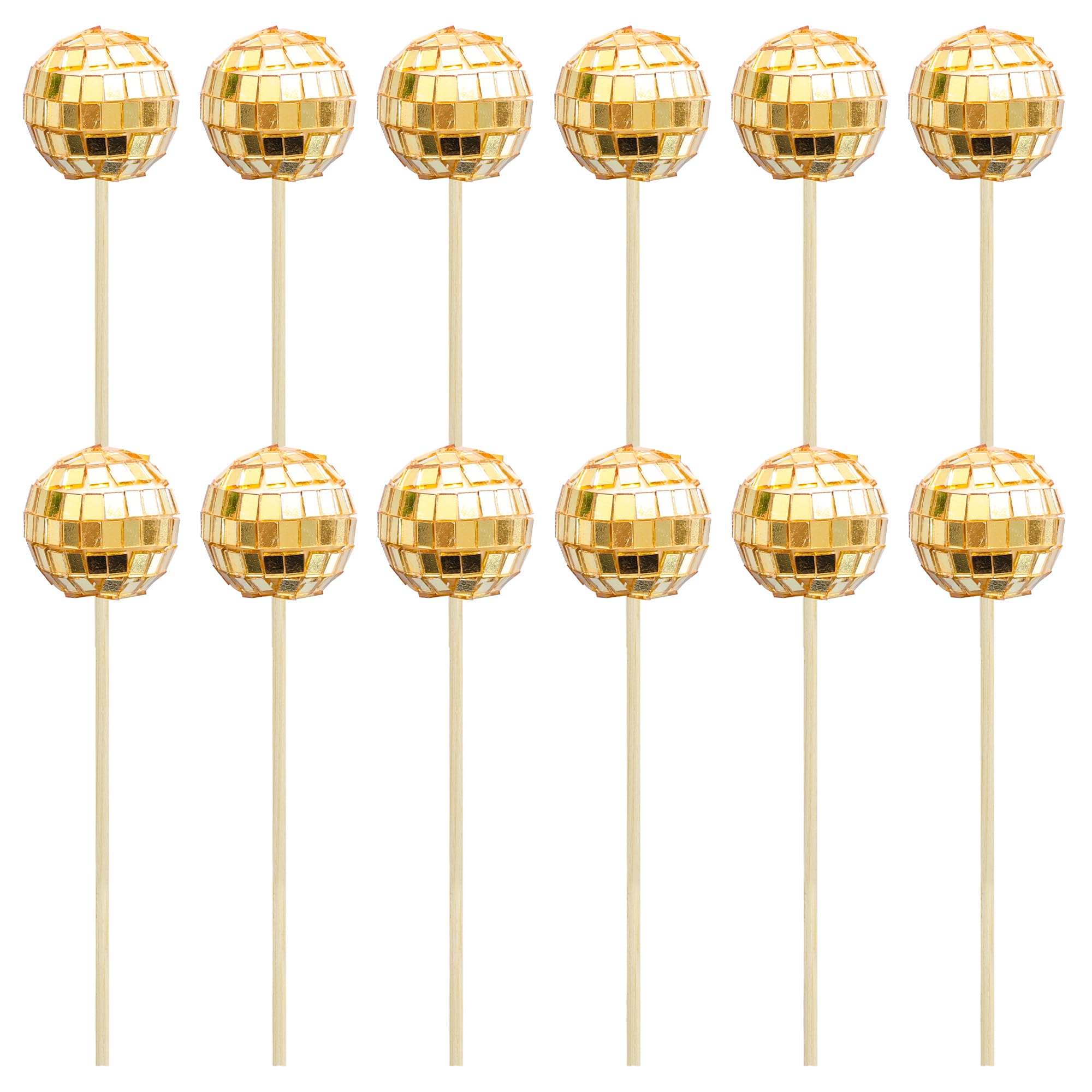 Ephlyn 24Pcs Gold Disco Ball Cupcake Toppers Disco Ball Cupcake Picks Mini Disco Ball Cake Toppers Disco Theme Cake Decorations for Disco Theme Party 70s Disco Party Decorations - Image 3