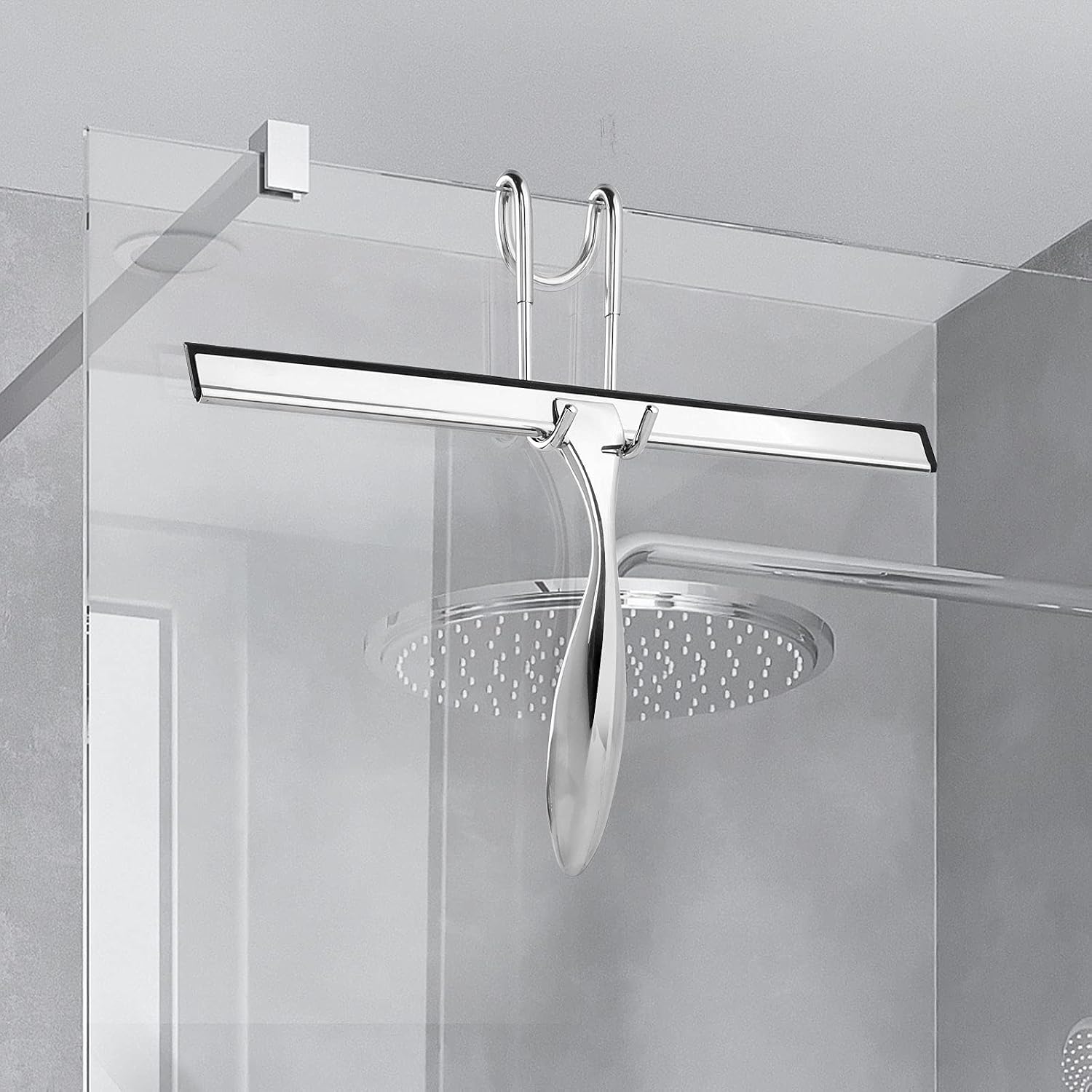 Simtive Shower Door Hooks (2-Pack), Towel Hooks for Bathroom Frameless Glass Shower Door, Chrome-Plated
