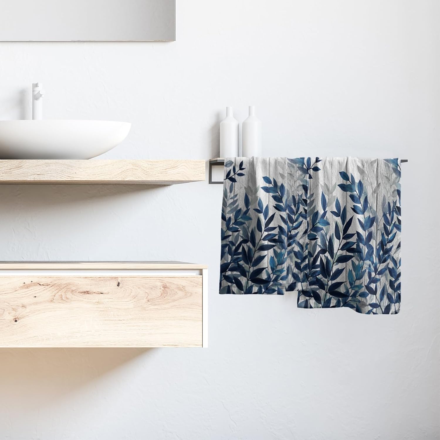 Miaoquhe Blue Eucalyptus Leaves Hand Towels Set of 2 Botanical Leaf Fingertip Towels for Bathroom 28X14in Quick Dry Super Absorbent Bath Hand Towels Face Towel Kitchen Dish Towels for Spa Gym - Image 6