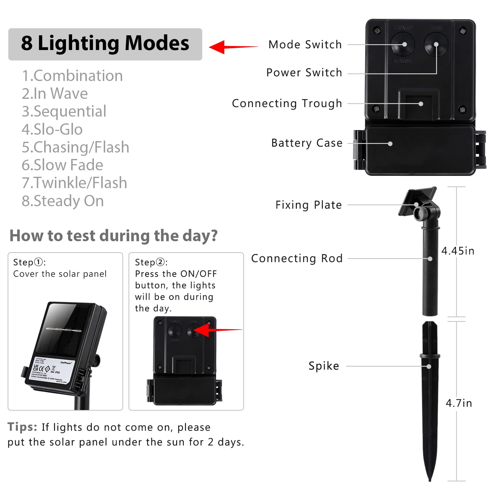 Koopower Luci solari, confezione da 2, 50 sfere di cristallo LED, impermeabili, su filo verde da 8 m, per giardino (bianco caldo)
