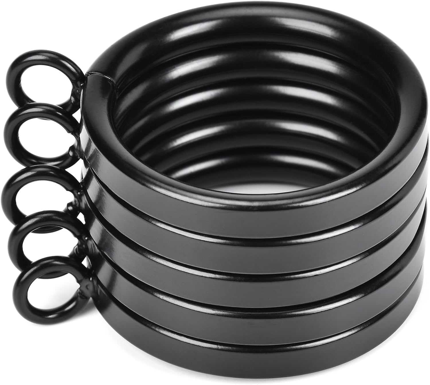 42Pcs 1.5-Inch Inner Diameter Metal Curtain Rings with Eyelets Half Circle Thick Wire Fits Up to 1 1/4-Inch Rod (Black-42pcs)