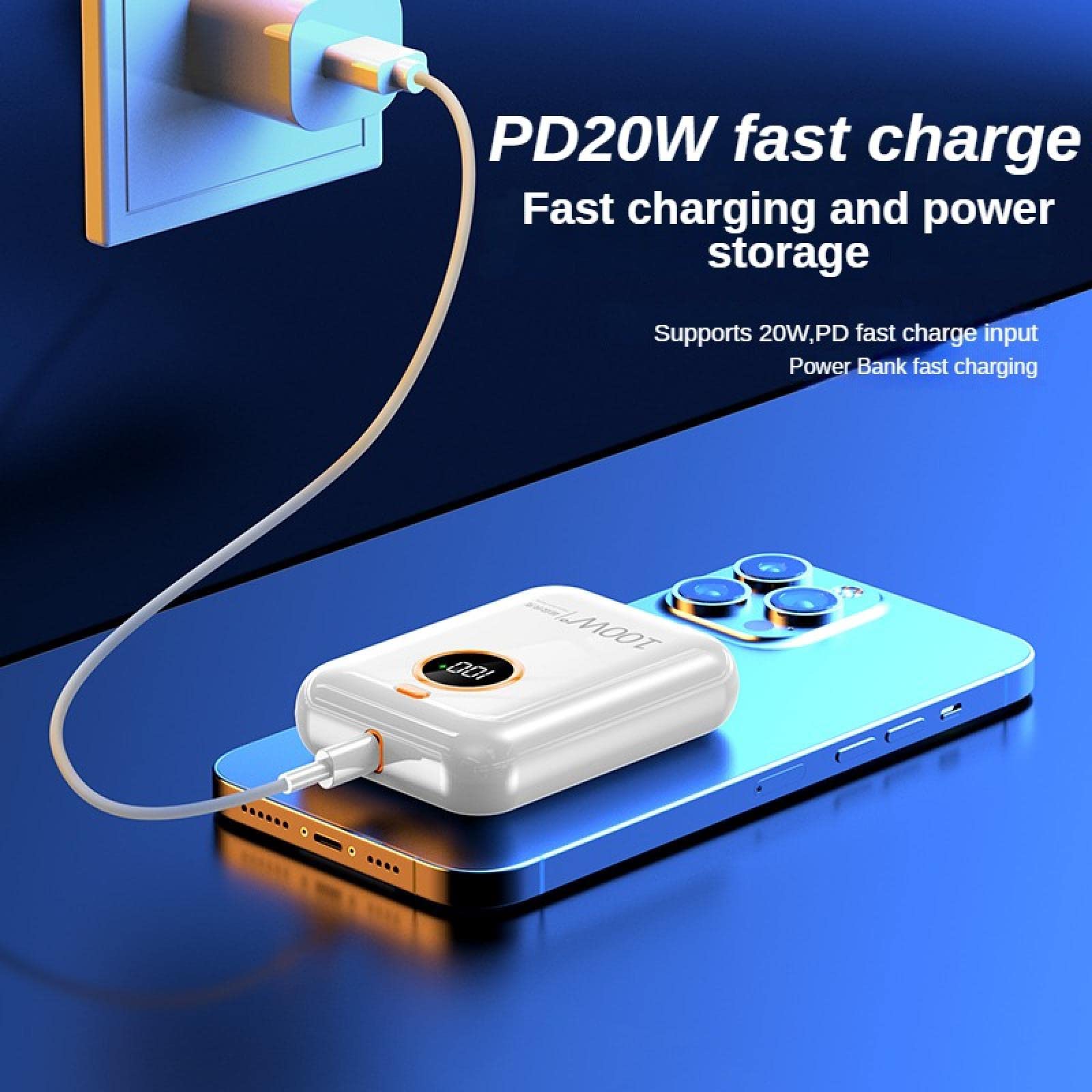 100W Super Fast Charging 30000mAh Power Bank per Huawei P40 Laptop Powerbank Caricabatteria esterno portatile per iPhone Xiaomi blu scuro
