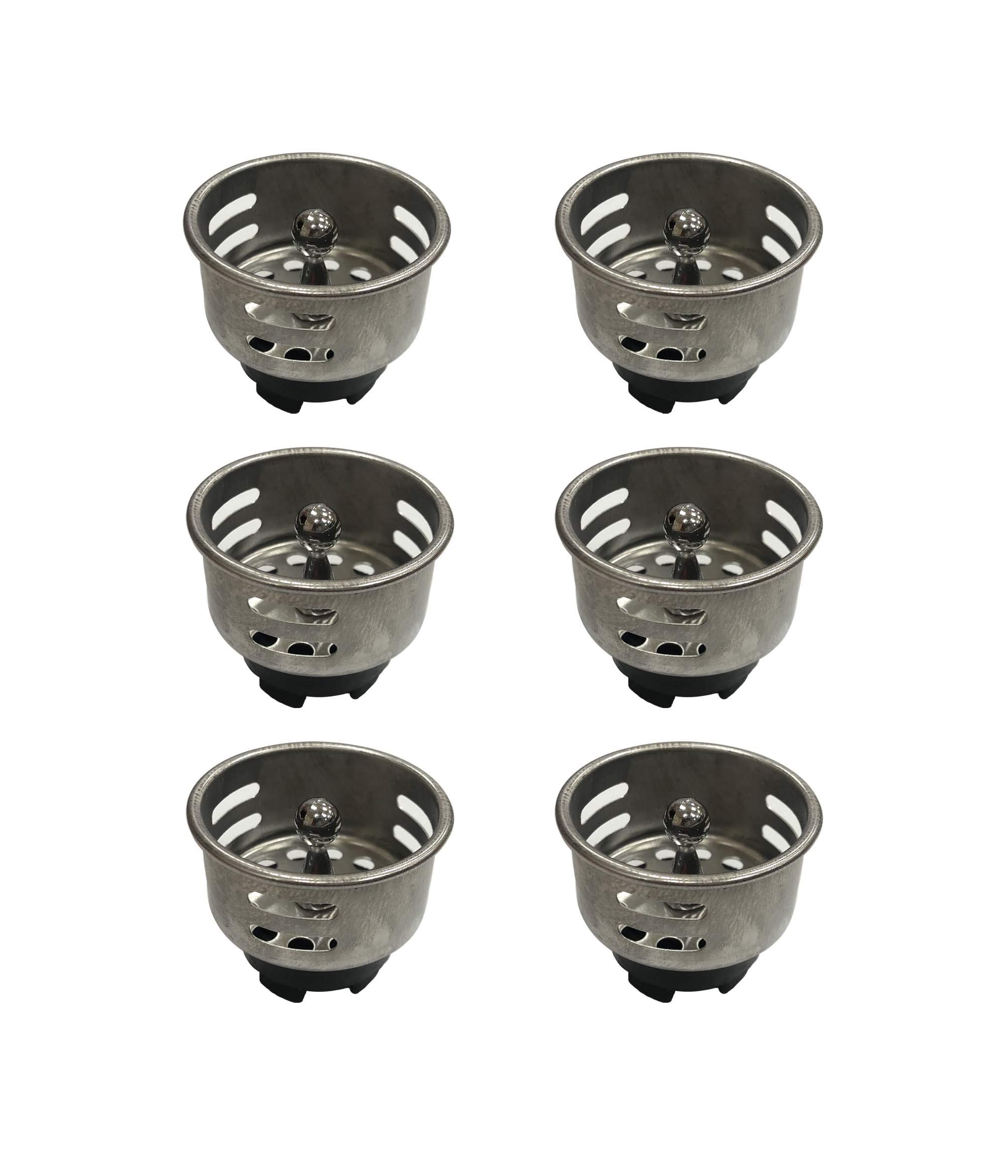 Stainless Steel Junior Duo Strainer Replacement Basket/Stopper for Bar and Prep Sinks Drains 6 Pack