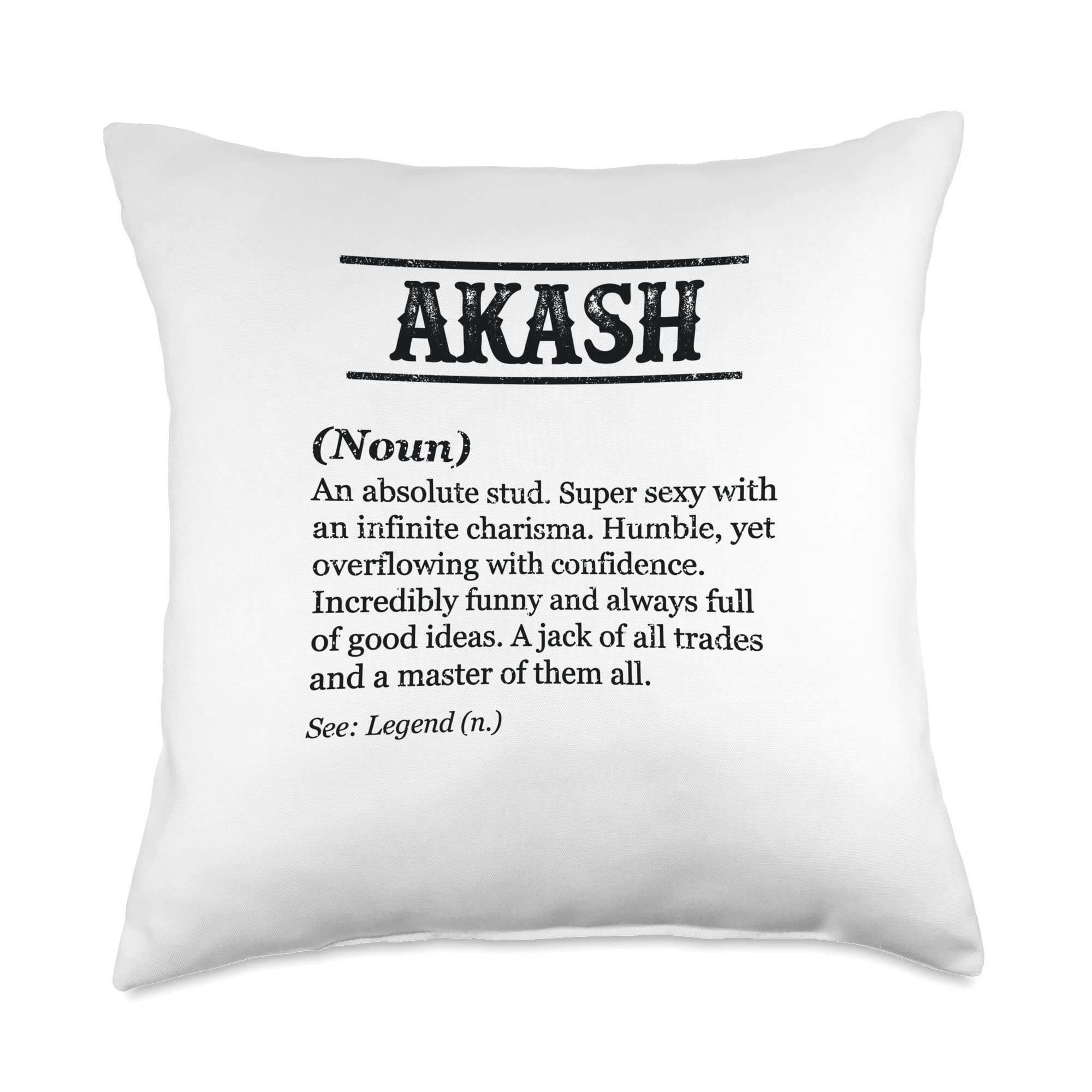 for Someone Named AKASH Akash-Funny Phrase with Name Definition | Customized Men's Throw Pillow, 18x18, Multicolor