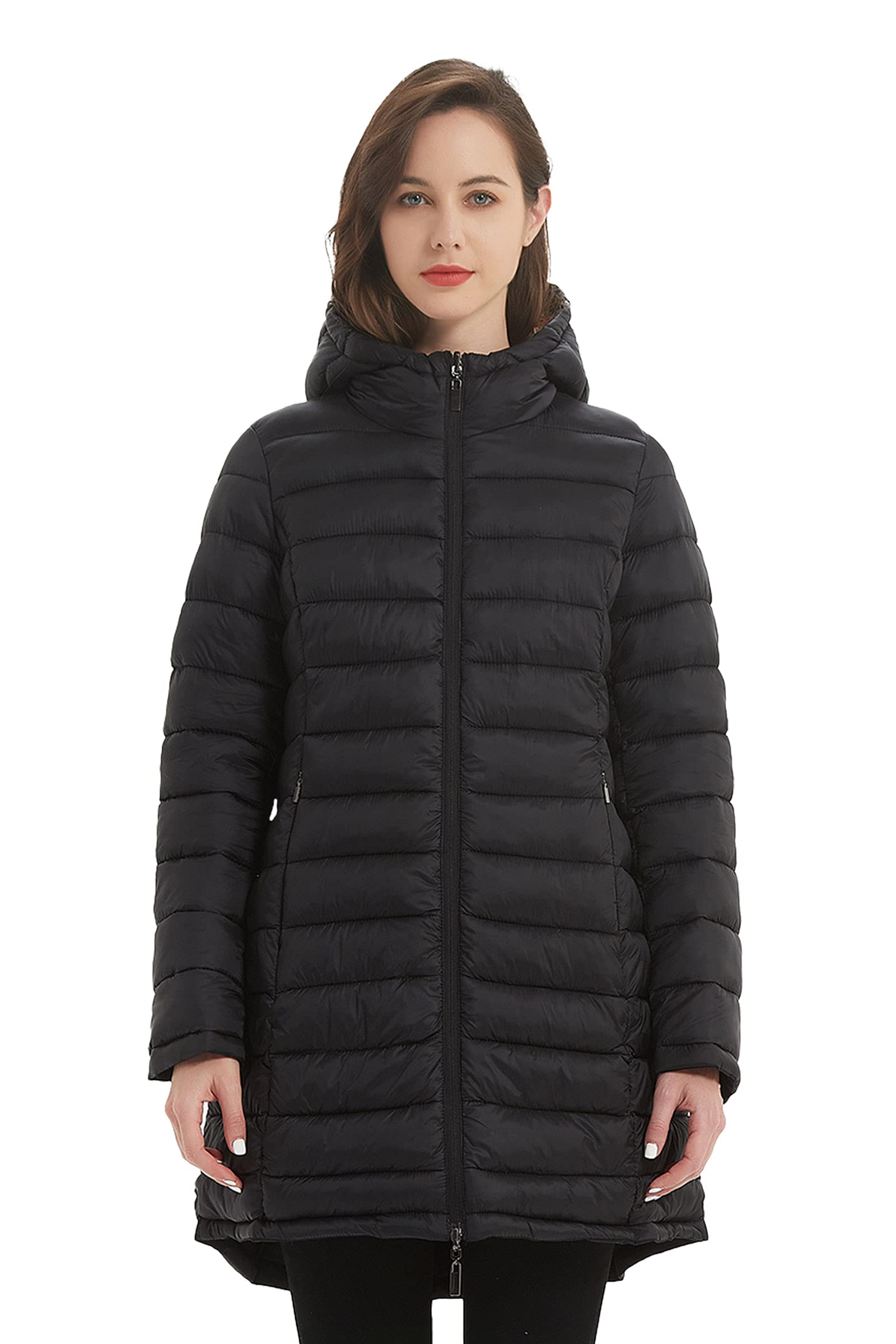 Giolshon Donna Puffer Giacca Reversibile Vestiti Invernali Caldo Trapuntato Leggero Lungo Cappotto a Bolle Imbottito con Cappuccio