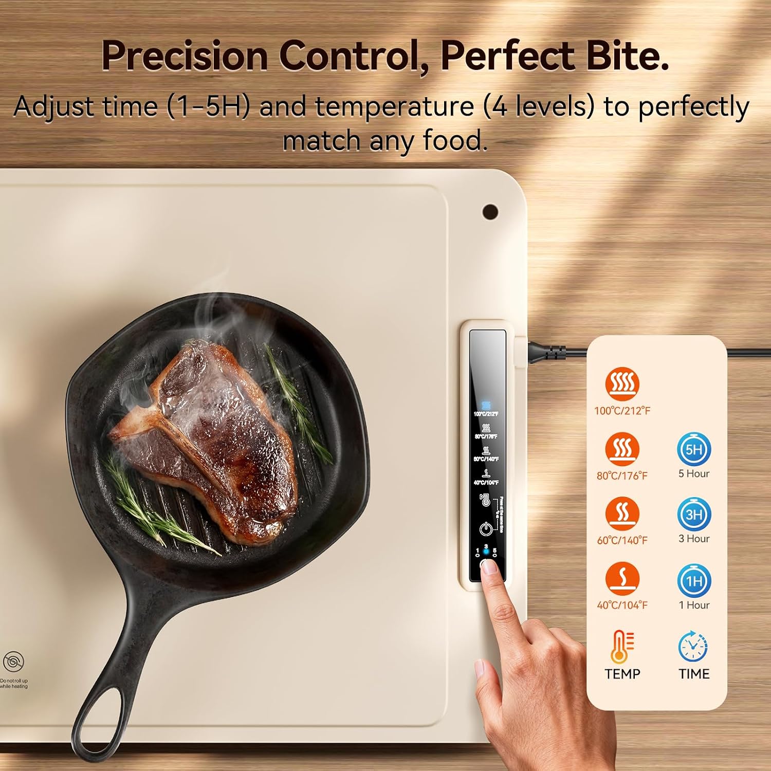 DIGIX Food Warming Mat Extra Large, XXL 36"x16", Warming Mat For Food, Food Warmer Chafing Dishes, Portable Food Warmers Trays for Parties Buffet, 4 Level Temp, 3 Timer Settings (Beige)