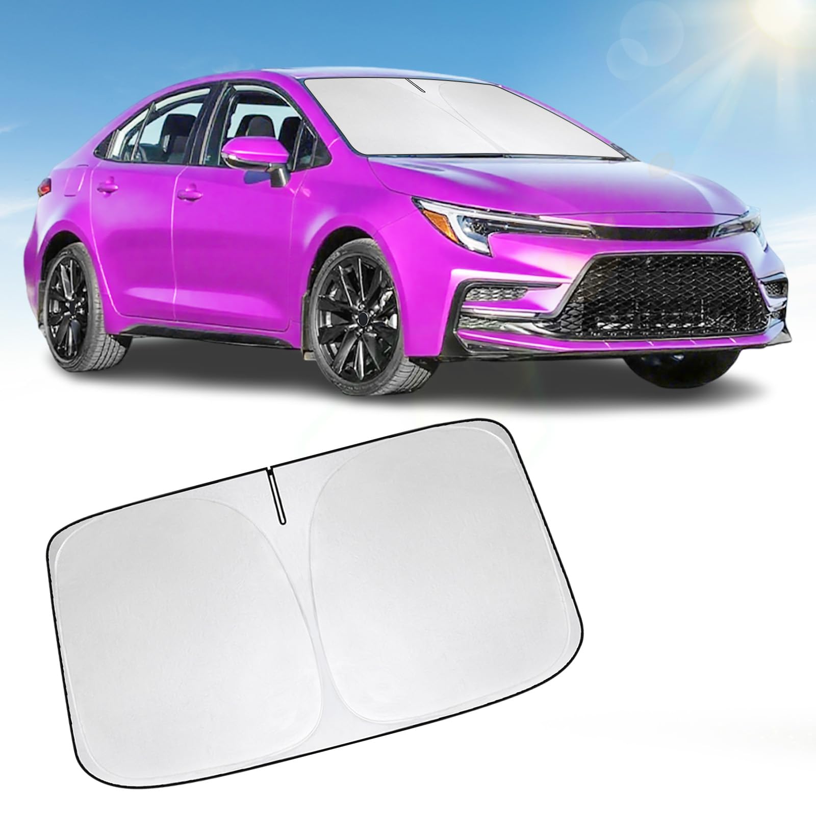 Front Windshield Sun Shade Compatible with Toyota Camry 2018-2025 2026/Corolla 2019-2025 2026, Sun Visor Protector Blocks UV Rays Sunshade for Camry Corolla Foldable Interior Accessories